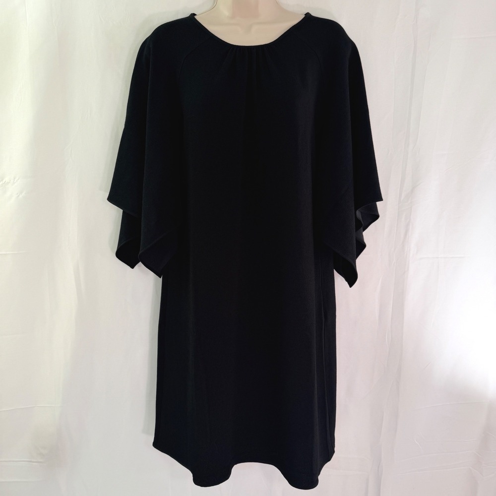 Mossimo Black Cape Sleeve Shift Dress Crepe Keyhole Back WD-923 Mens S